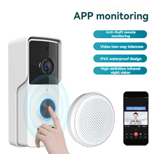 Tuya HD Câmera de Vídeo Campainha Sem Fio com Campainha Interna 90 Graus  Angular Visual WIFI 2