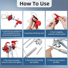 Reversible Airless SprayPaint Tip Nozzles with Tip Guard Nozzle Seats & Paint SprayGun Filters for Airless Sprayer