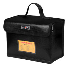 Fireproof Waterproof Battery Storage Bag 25.5x18x12cm Black