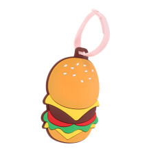 Cute Hamburger Luggage Tag Durable PVC Suitcase Identifier for Easy Travel Bag Identification