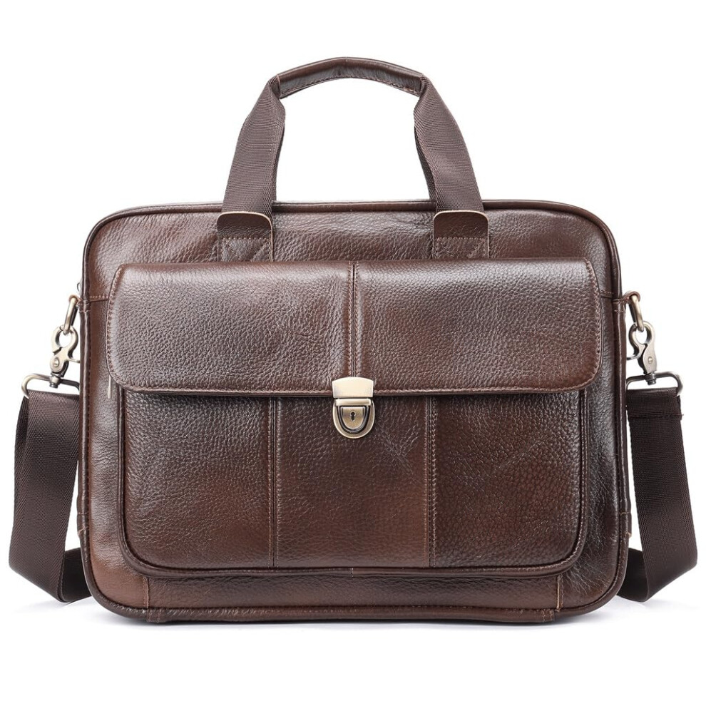 Vintage Large Capacity Laptop Tote Bag With Star Patch, Durable Business Briefcase White 9174973161257