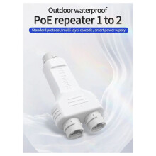 Extensor/Repetidor POE Impermeable de 100M 1 en 2 Salidas para Exteriores 30W de Alta Potencia Plug& para Interruptor PoE NVR Cámara IP AP