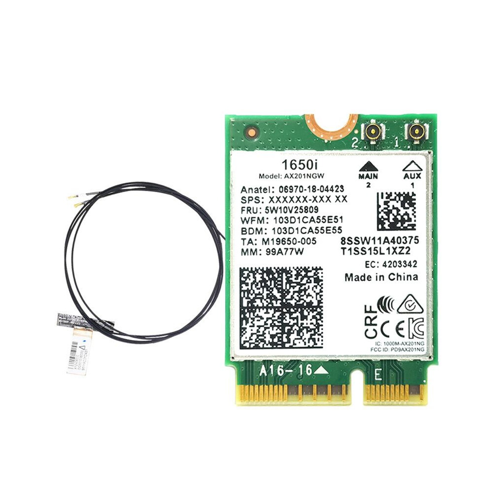 1650I Ax201ngw Wifi Card+2Xantenna 3000Mbps Wifi6 2.4G/5G Dual-Band Cnvio2 5.1 Wifi Adapter For Win10/Win11 4713795832478