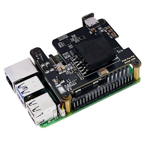 For Raspberry Pi 5 POE with PD Trigger Activation Type C PCIe-M.2-NVMe-SSD Power Ethernet 802.3af/At with Cooler 2