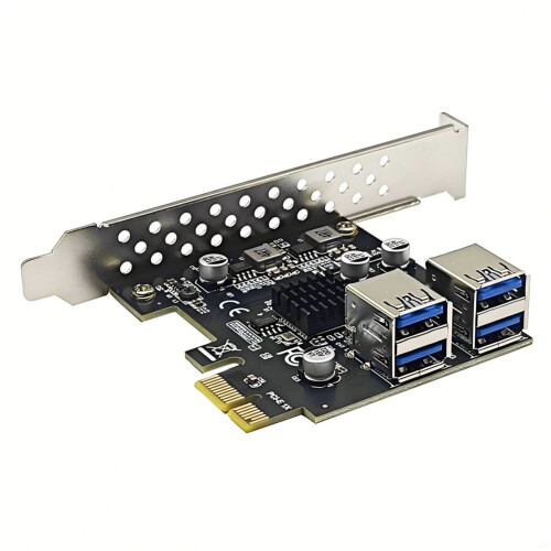 Carte D'Extension USB3.2 GEN1 PCIE 4  USB-A 5 Gbit/S Adaptateur de Carte D'Extension Riser pour WIN7/10/11 LINUX 2