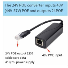 48V to 24V POE Converter with 100M Ethernet Speed PoE to 24 Voltage Regulator Mode B for MikroTik Passive
