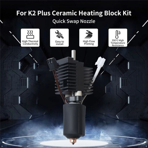 For    Ceramic Heating Block Hotend Kit High Temperature Resistance and with High Flow 0.4mm Nozzle 1