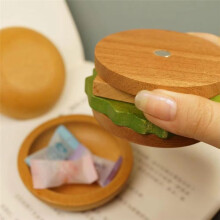 Wooden Hamburg Coaster Set,Solid Wood Teacup Tray for Snacks,Desserts,Anti-Slip, Insulated Burger Shape Cup Mats