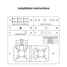 2-Teilige VESA-Halterung für -PC, -Host-Hängehalterung, VESA-Halterung, PC-Monitor, Zwei Bildschirme, Tablet-Pad-Montagegestell