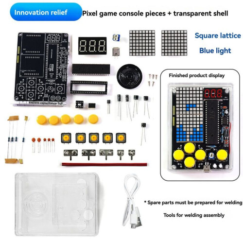 DIY Pixel Game Kit+Voice  Pixel Game Console Electronics DIY Kit Soldering Project Practice Solder Learning Set A 1