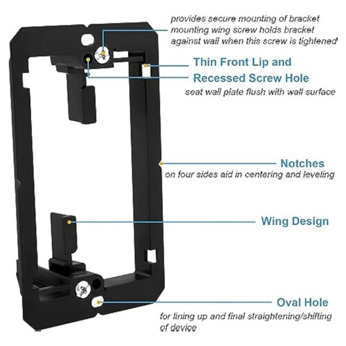 4 Brush Wall Plate with Low Voltage Mounting Bracket,Cable Pass Through Insert for Wires,Single Gang Cable Access Strap 2