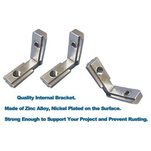24pcs 2020 Series L-Shape Interior Inside Corner Connector Joint Bracket with Screws Silver 1