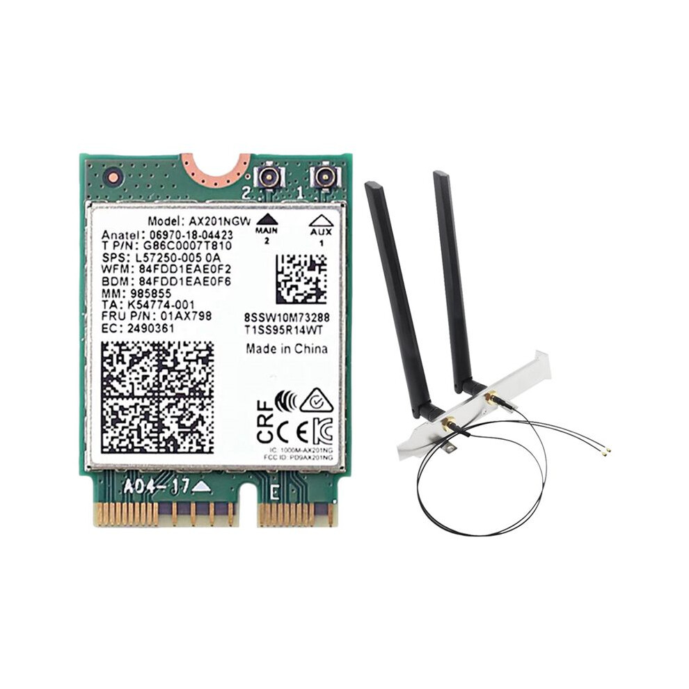 Ax201ngw Wifi Card With Antenna 2.4 Ghz+5Ghz Wifi 6 3000Mbps M.2 Cnvio2 5.1 Wifi Network Card For Win10 4713632072623