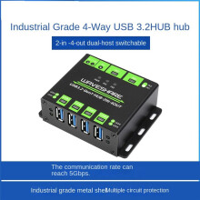 Waveshare Industrial 4-Way USB3.2 Gen 1 Hub 2IN-4OUT Dual Host Shared Random Switching Multiple Protection Circuit 5Gbps