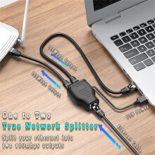 Adaptador de Red 2 en 1 Red de Cien Megabits para Compartir Divisor de Red Multifuncional -Dos RJ45