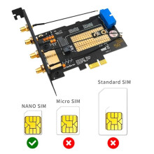 M.2 B Key USB3.0 & PCIe 5G Dual Bus 5G-WWAN Card Adapter Card, Desktop Adapter Card with 4 Antennas SIM Slots