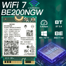 Carte WiFi Sans Fil WiFi 7 BE200 Pcie 5.4 Tri Bande 2,4G/5G/6 GHz Carte RéSeau Sans Fil BE200 pour Win11