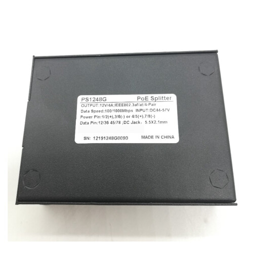 PS1248G 12V 4A 48W Gigabit PoE Splitter com Alta Qualidade