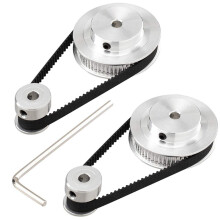 2 Kit GT2 Ruota Sincrona 20 e 60 Denti Foro 5 Mm, Puleggia Dentata nel Alluminio con 2 Pezzi Lunghezza 200 Mm Larghezza 6 Mm Cinghia (Foro 5 Mm)