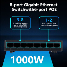 8 AnschlüSse 6 + 2 POe  Injektor Strom Versorgung über RJ45 Ethernet Ohne Power Adapter Familie Netzwerk System 10 / 100M für Kameras