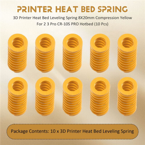3D Printer Heat Bed Leveling Spring 8X20mm Compression Yellow for   2 3 Pro CR-10S PRO Hotbed (10 Pcs) 2