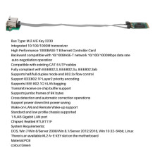 PCIE-NäTverkskort M.2 A+E Till RTL8111F Gigabit Ethernet-Kort Enkelport RJ45 Ethernet-NäTverkskort