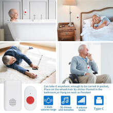 Ny D320 Flash Vibration Trådlös Dörrklocka Elderly Personsökare Vattentät Trådlös Nödpersonsökare Sjuksköterska Alert System A