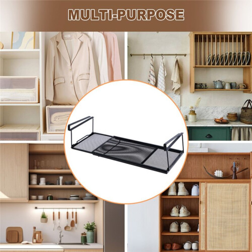 Extendable Steel Under Cabinet Organizer Shelf, Under Desk Storage Rack, Multipurpose Kitchen Hanging Basket 2