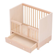 Miniature Wooden Doll Crib Bassinet for Doll House Simulated Bed 12 inch Model