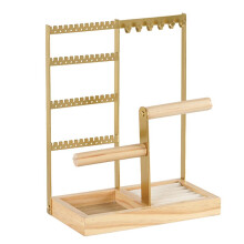 Suporte para Joias de Ouro Base RemovíVel de Madeira MaciçA Rack para Joias Biaxial Brincos Colares AnéIs Suporte para Joias