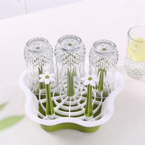 Countertop Cup Drain Rack, Kitchen Bottle Drying Ttray, Glass Holder Stand, Plastic Hanging Cup Rack Organizer 1