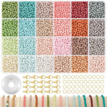 Perles de Rocaille en Verre de 3 mm pour la Fabrication de Bracelets, Ensemble Bracelets de Perles de 24 Couleurs, Travaux Manuels pour les Enfants de