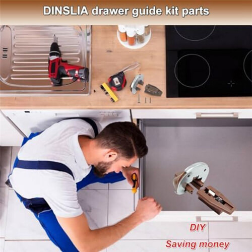 For Kenlin Rite-Trak II Replacement-Drawer Rail Kit Part 168 for with Metal Back and Drawer Stops with Rollers 2