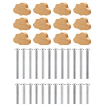 Boho Dresser Knobs- 12 Pack Durable Beech Wood Drawer Knobs Cloud-Shaped Wooden Dresser Pulls for Cabinets, Furniture