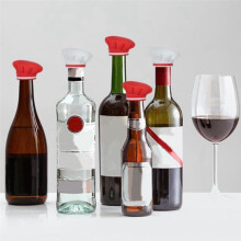 Tappo per Vino nel Silicone Riutilizzabile da 2 Pezzi, Tappi per Bevande Champagne un Forma di Cappello da Chef Rosso
