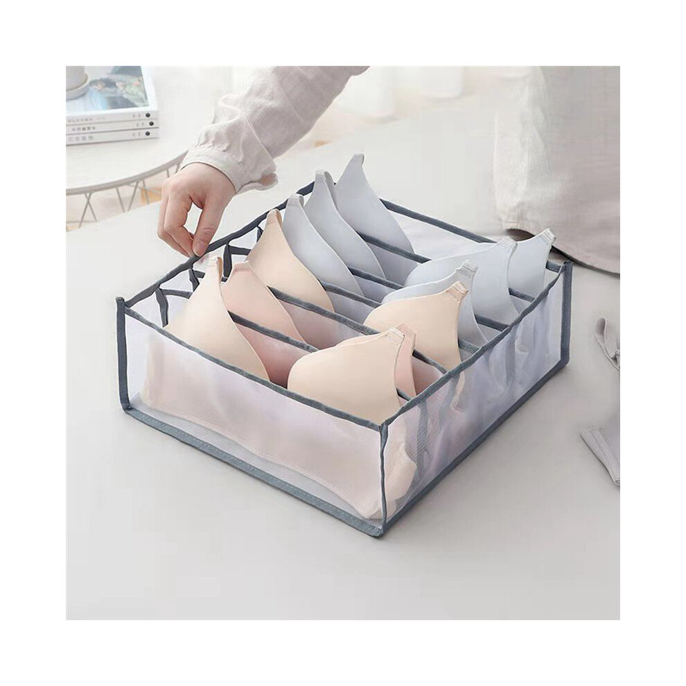 Torribaly Underwear Bra Socks Organizer Storage, Washable Foldable Drawer Clothes Organizer (Gray-6 Grids)