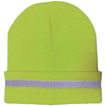 Unisex Reflective Stripe Knitted Hats Beanies Luminous Outdoor Cycling Ski Warm Caps Women Men,Fluorescent Yellow