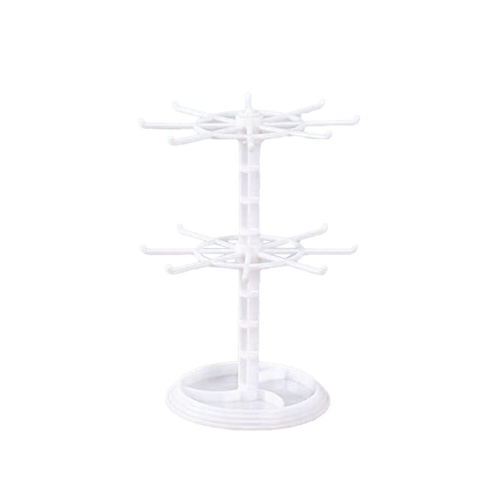 Semoic Countertop Acrylic Rotating Keychain Rack Adjustable 2 Tire Spinner Display Holder Trinkets Jewelry Organizer Stand-B