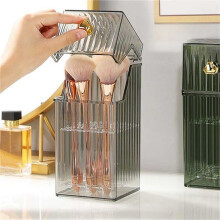 Makeup Brush Storage Tube Dust-Proof Loose Powder Brush Storage Box Desktop Eyebrow Pencil Blush Cosmetic Bucket,C