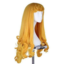 Peluca de Princesa de las Bellas Durmientes de Anime, Pelo Largo y Amarillo para Mujer, Disfraz de Cosplay, Pelucas para Fiesta de Halloween, Pelo