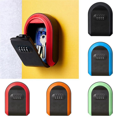Key Safe Box  4 Digit Combination Outdoor Key Security Storage Case Key Lock Box Wall Mounted,Black 1