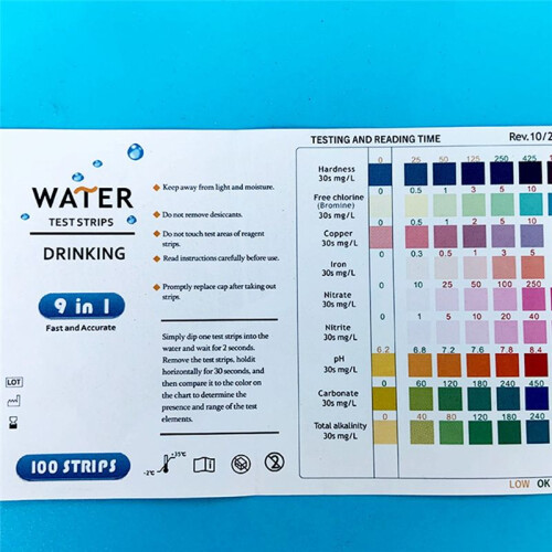 Kit de Test D'Eau 100 Article de Test D'Eau Domestique pour Kits de Test de Puits et de Robinets, Tests de PH, Chlore, Nitrite de Plomb et  Encore 2