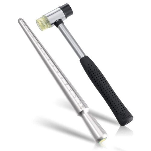 Ring Sizer, Can Be Hammered Solid Ring Mandrel and Jewelry Rubber Mallet, Ntegrated Conical Solid Ring Mandrel Sizer
