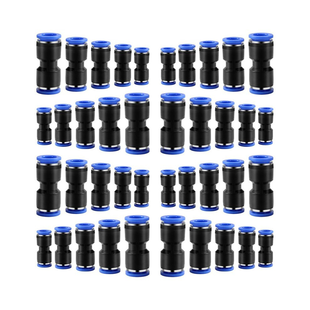 Quick Coupler Kit, Push- Direct Coupling, Pneumatic Air Connector Direct Connection(4Mm/6Mm/8Mm/10Mm/12Mm)40 Pcs 4714046271930