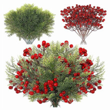 48 Piezas de Ramas Artificiales de Cedro de ImitacióN NavideñAs, Ramitas Artificiales de Hojas de Pino de ImitacióN, Picos de Tallos de Pino Verdes