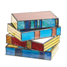 Stacked Books Lamp Home Decor Nightstand Table Lamps Glass Vintage Reading Book Lamp Stained for Household Reading Light