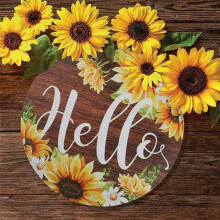 Farmhouse Hello Door Sign Sunflower Decor Sign for Home Wall Wreath Porch Front Door Decorations,Welcome Sign
