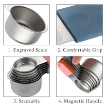 16Pc Magnetic Stainless Steel Measuring Cups&Spoons Set, 7 Heavy Duty Cups,8 Double Sided Spoons with Leveler Multicolor