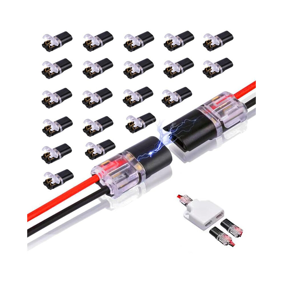 20Pcs Double-Wire Plug-In Connector, Pluggable 2 Pin 2 Way Led Wire Connectors, With Locking Buckle Fast Wire Connectors 6033887305078