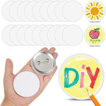 20 Pack DIY White Button Pins 2.25 Inch/58 mm Blank  Button for DIYCrafts Christmas  Supplies, DIY Badges